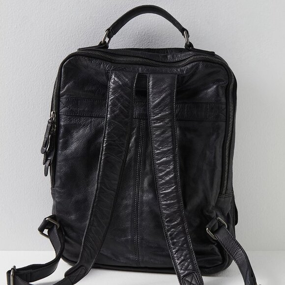 Free People East End Leather Backpack in True Black - Picture 2 of 7